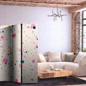 Paravent - Dots - Spots and Splashes Multicolored - Cheerful Pattern on a Light Pink Background