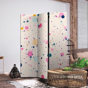 Paravent - Dots - Spots and Splashes Multicolored - Cheerful Pattern on a Light Pink Background