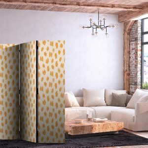 Paravent - Drawn Pattern in Spots and Dots in Shades of Orange and Ecru