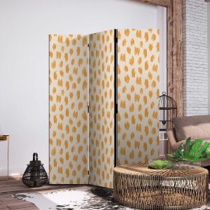 Paravent - Drawn Pattern in Spots and Dots in Shades of Orange and Ecru