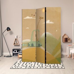 Paravent - Dreamy Traveler - Giraffe Driving a Car on a Beautiful Sunny Day