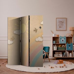 Paravent - Holiday Sky - A Rainbow on a Sunny Day and Flying Birds