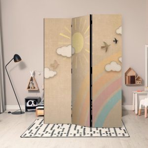 Paravent - Holiday Sky - A Rainbow on a Sunny Day and Flying Birds