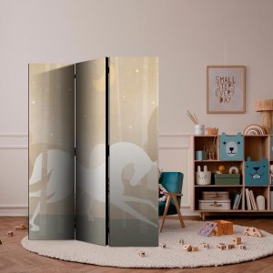 Paravent - Moonlit Steeds - Horses Galloping Among Trees on a Starry Night