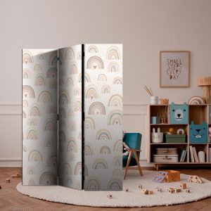 Paravent - Spring - Pastel Rainbows on a Rainy Day with Hearts