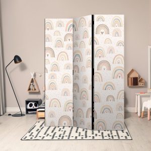 Paravent - Spring - Pastel Rainbows on a Rainy Day with Hearts