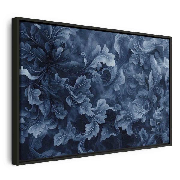 Tableau - Abstract Ornaments Dark Blue Victorian Leaves