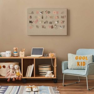 Tableau - Alphabet at the Zoo - Joyful Animals and Their Names on a Beige Background