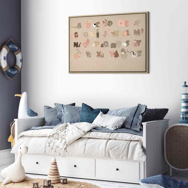 Tableau - Alphabet at the Zoo - Joyful Animals and Their Names on a Beige Background