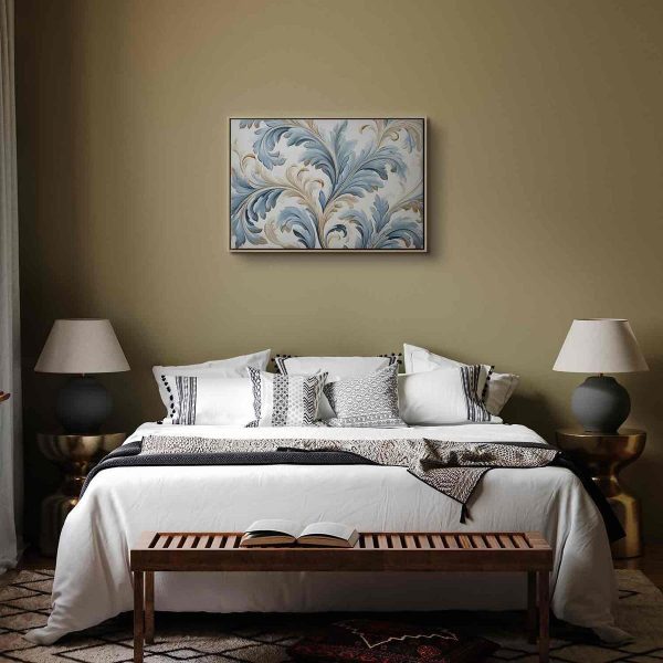 Tableau - Baroque Ornaments in Light Cream-Blue Hues