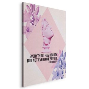 Tableau - Beauty in the Eyes - Inspirational Quote with Pink Bust and Flowers