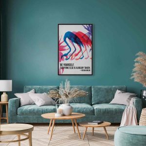 Tableau - Colorful Flamingos - Inspirational Quote with Colorful Bird Silhouettes