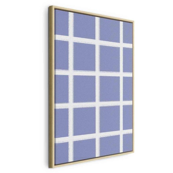 Tableau - Lines and Symmetry - Expressive White Grid on a Blue Background