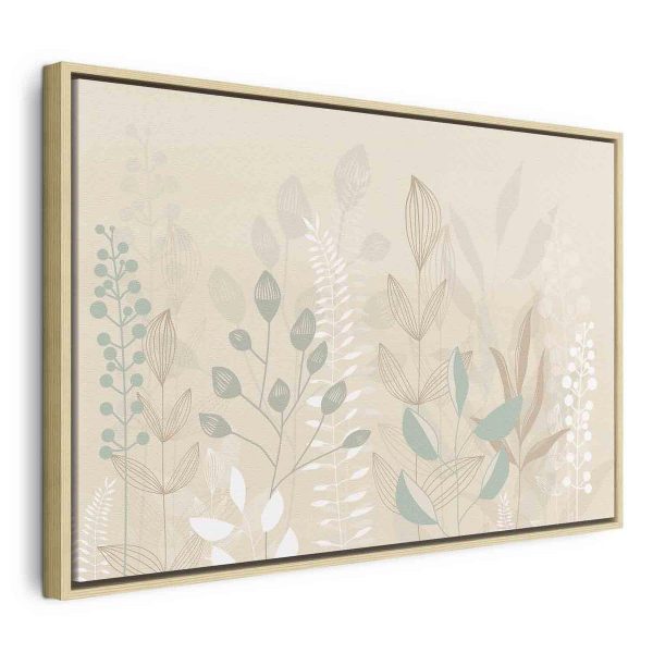 Tableau - Morning in the Meadow - Various Pastel Plants on a Beige Background