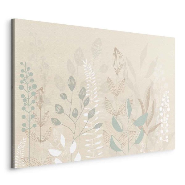 Tableau - Morning in the Meadow - Various Pastel Plants on a Beige Background