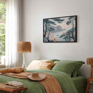 Tableau - Mountainous Coast with Trees and Rocks in Light Pastel Blues