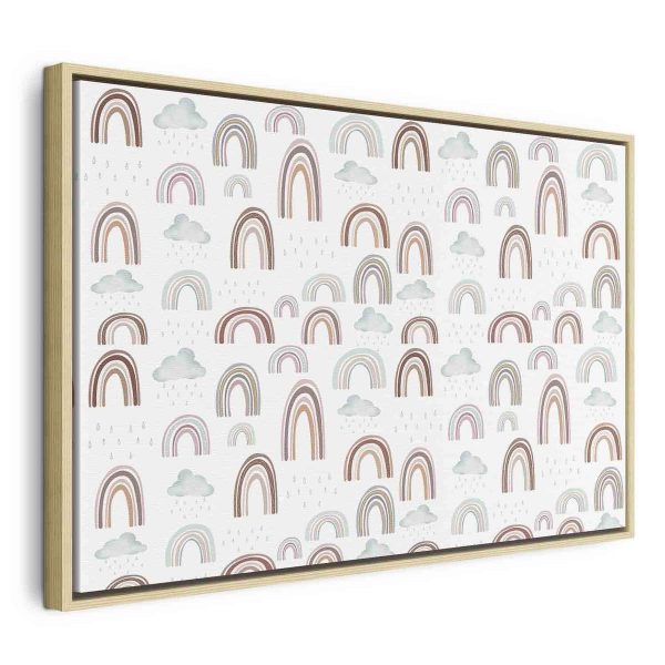 Tableau - Rainbows After the Storm - Rainbows of Various Sizes in Pastel Hues Among Rain Clouds in a Gray-Blue Shade