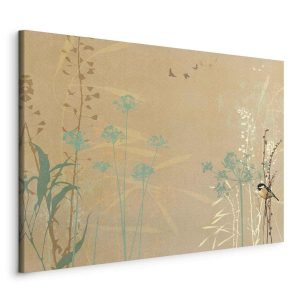 Tableau - Tiny Bird - Colorful Grasses in Golden Shades of Sunset
