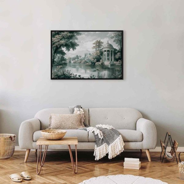 Tableau - View of the Park and Lake Retro Vintage Landscape in Greens