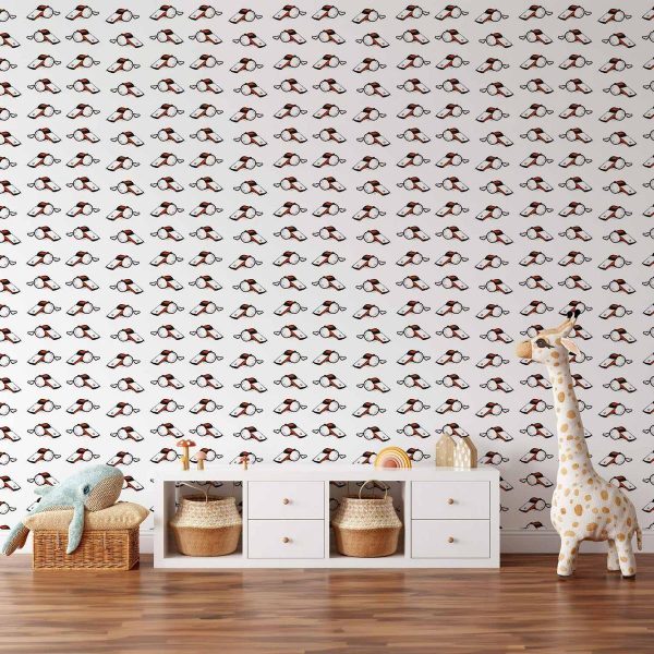 Tapisserie murale - Soccer Whistles - Black and white with red accents on a white background