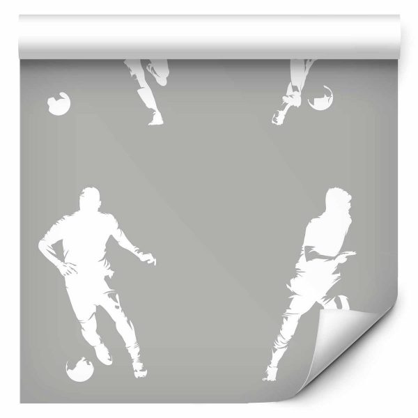 Tapisserie murale - Sports Silhouettes - Dynamic figures of soccer players on a gray background