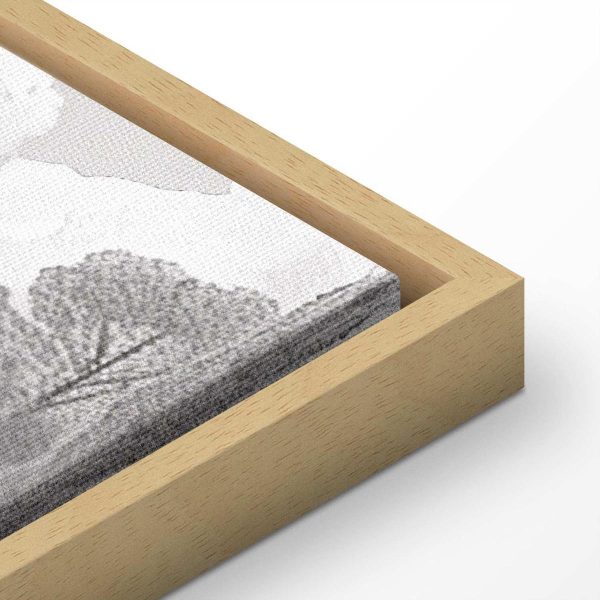 Tableau - Black and White Vintage Landscape Retro View of a Pond with a Boat