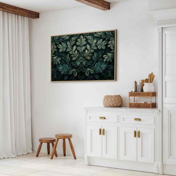Tableau - Dark Green Victorian Leaves: Botanical Carved Composition