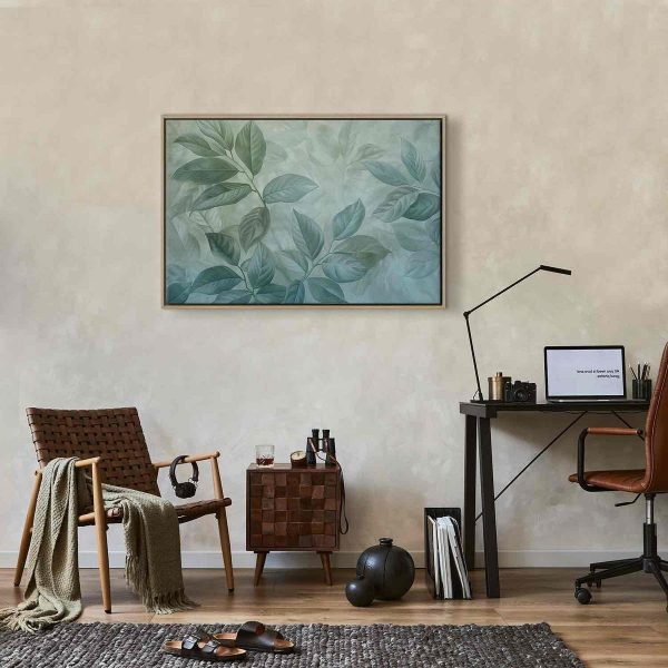 Tableau - Large Leaves in Shades of Green-Mint: Botanical Motif
