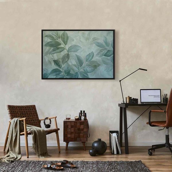 Tableau - Large Leaves in Shades of Green-Mint: Botanical Motif