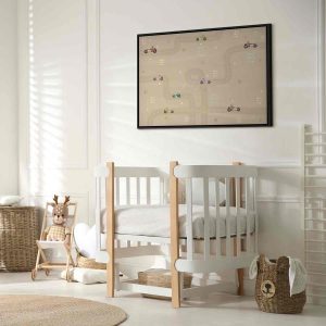 Tableau - Race - Colorful Cars on a Road on a Beige Background with Inscriptions