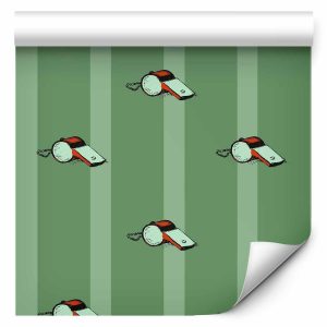 Tapisserie murale - Sports Whistles - Repeating pattern on a striped green background