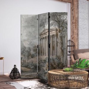 Paravent - Antique Landscape - Greek Temple on a Hill Among Lush Vegetation