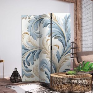 Paravent - Baroque Ornaments in Light Creamy Blue Colors