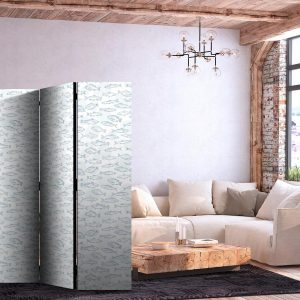 Paravent - Blue Fish - Blue Outlines of Various Species of Fish on a White-Blue Background