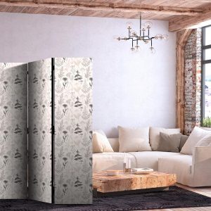 Paravent - Botanical Illustration - Drawing of Flowers and Herbs - Beige Grays