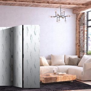 Paravent - Delicate Blue Fish - Mosaic Fish in Subtle Blue Color Shades with an Arched Pattern in the Background