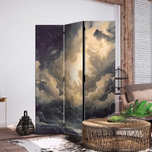 Paravent - Epic Play of Light: The Sun Battling for Dominance Over the Clouds