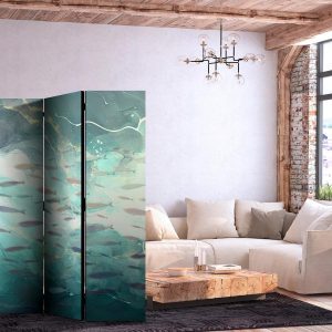 Paravent - Escaping Fish - Very Fast Swimming Fishes in Muted Colors Among Sea Depths