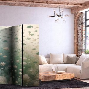 Paravent - Fish and Diverse Vegetation - A Group of Fish in Pastel Muted Colors Among Oceanic Vegetation