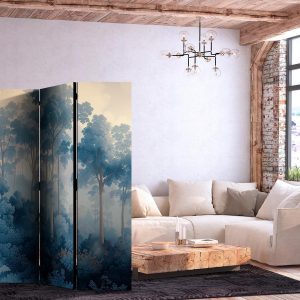 Paravent - Landscape With Trees in Illustration Style Fairy Blue Forest