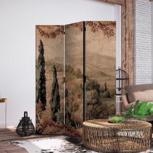 Paravent - Landscape with Cypresses - Old Tapestry with Mediterranean Vegetation