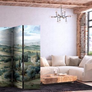 Paravent - Landscape with Green Fields and Trees - Tuscan Sunny View