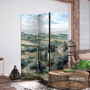 Paravent - Landscape with Green Fields and Trees - Tuscan Sunny View