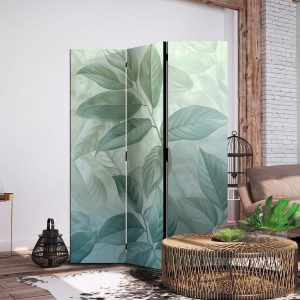 Paravent - Large Leaves in Green-Mint Shades - Botanical Motif
