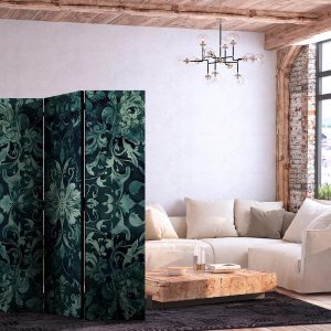 Paravent - Oriental Carpet Pattern - Emerald Ornaments and Rubbed Patterns