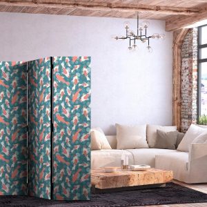 Paravent - Oriental Pond - A Cluster of Japanese Fish Swimming in Crystal Clear Water with Glimmers of Light