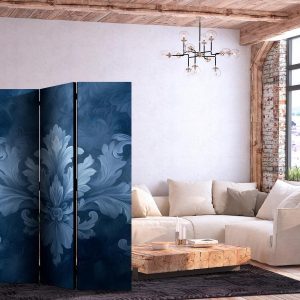 Paravent - Ornament in Blue and Cool Colors Dark Blue Decoration
