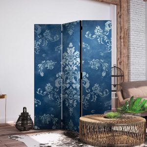 Paravent - Retro Ornament - Decorative Motif in Rubbed Blues