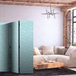 Paravent - Sketch - Outline of an Airplane in White on a Turquoise Background