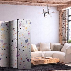 Paravent - Terrazzo in Confetti Style - Violet-Pink - Colorful Pattern